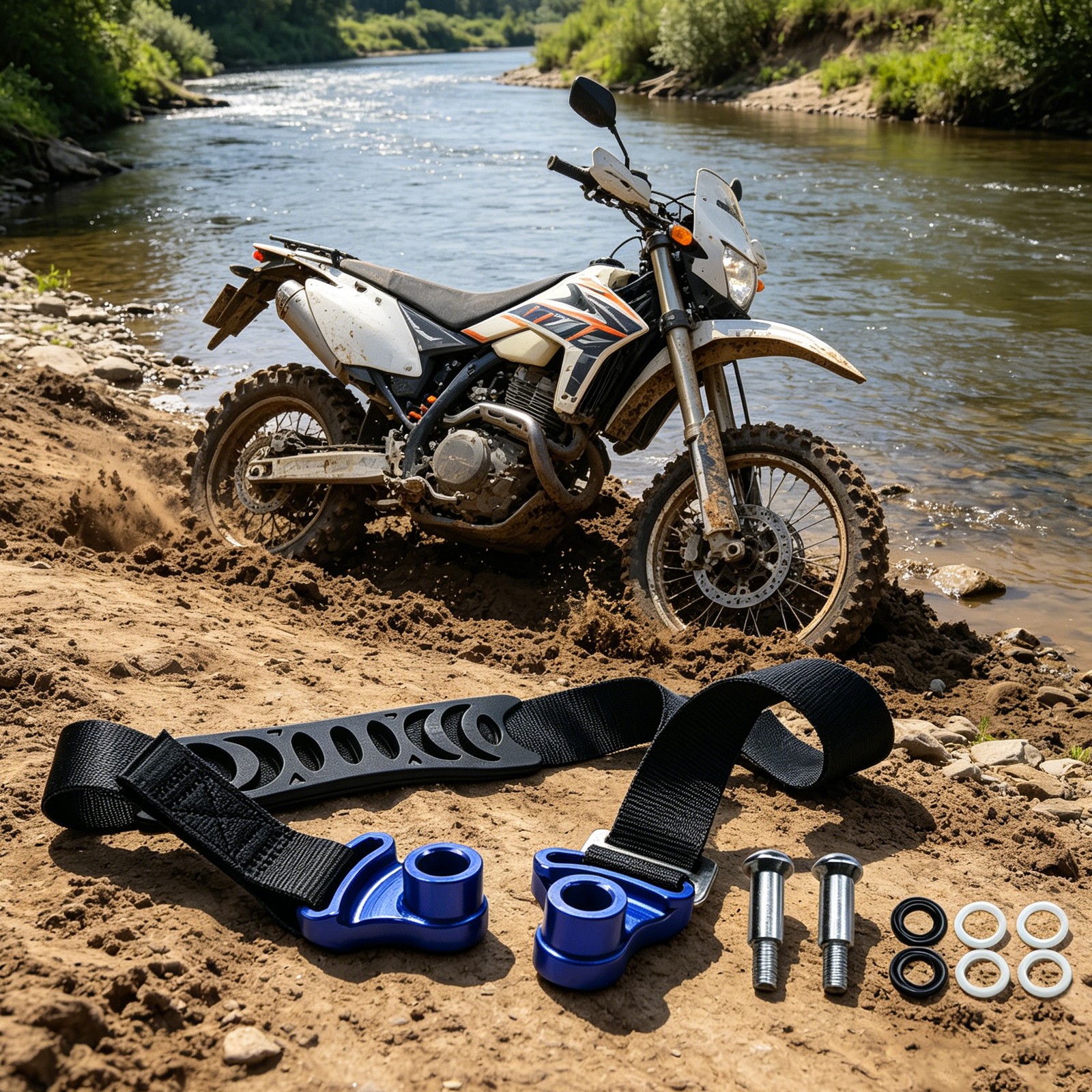 23.62in Off-road Motorcycle Rescue Pull Strap, Motorcycle Recovery Strap