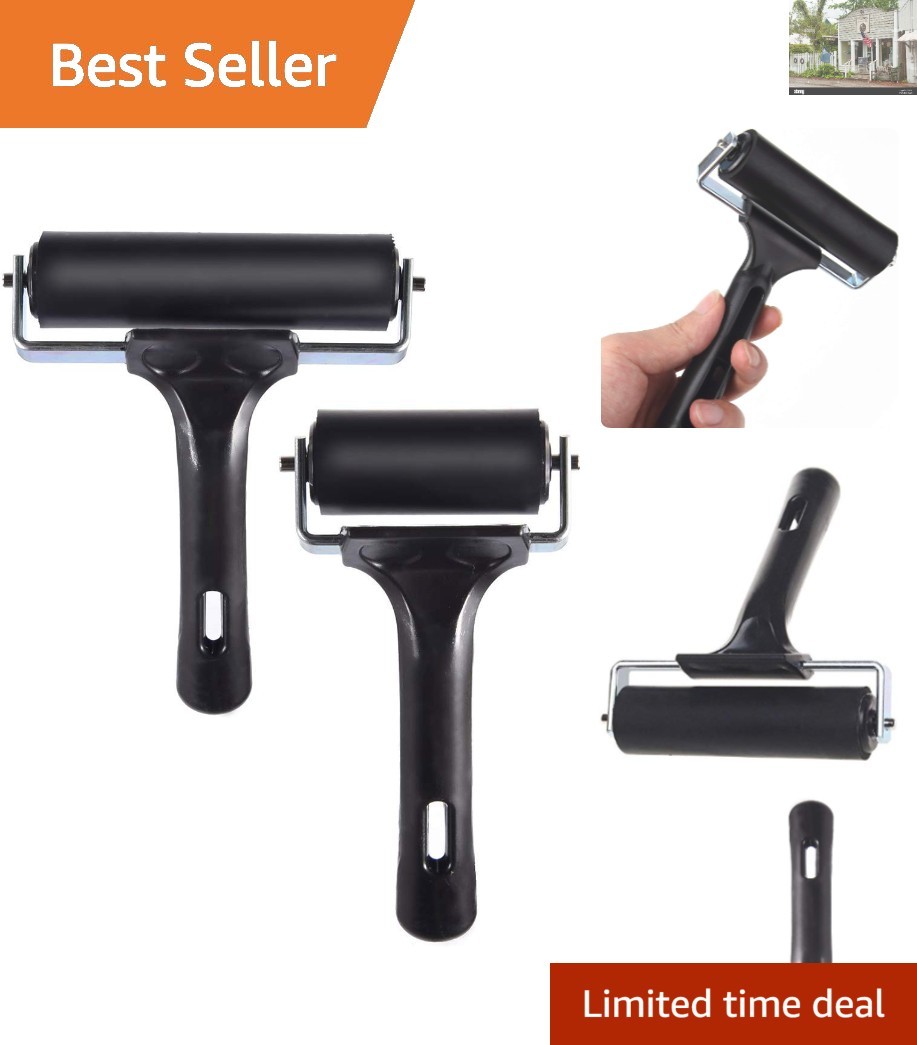 Durable Rubber Brayer Rollers - 2 pcs for Perfect Ink Distribution in Crafts