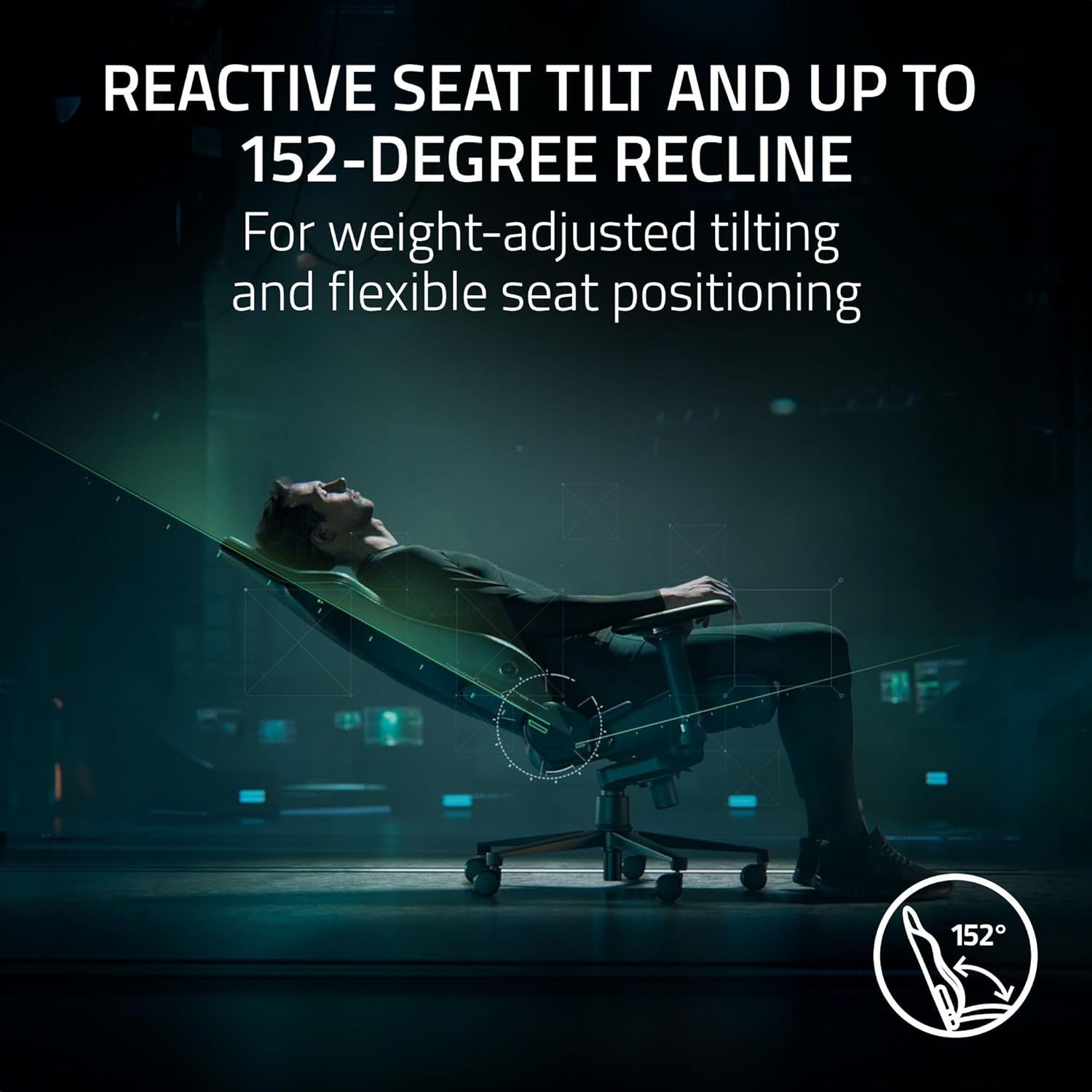 Razer Iskur V2 EPU Leather Adaptive Lumbar Support Gaming Chair | Black & Green