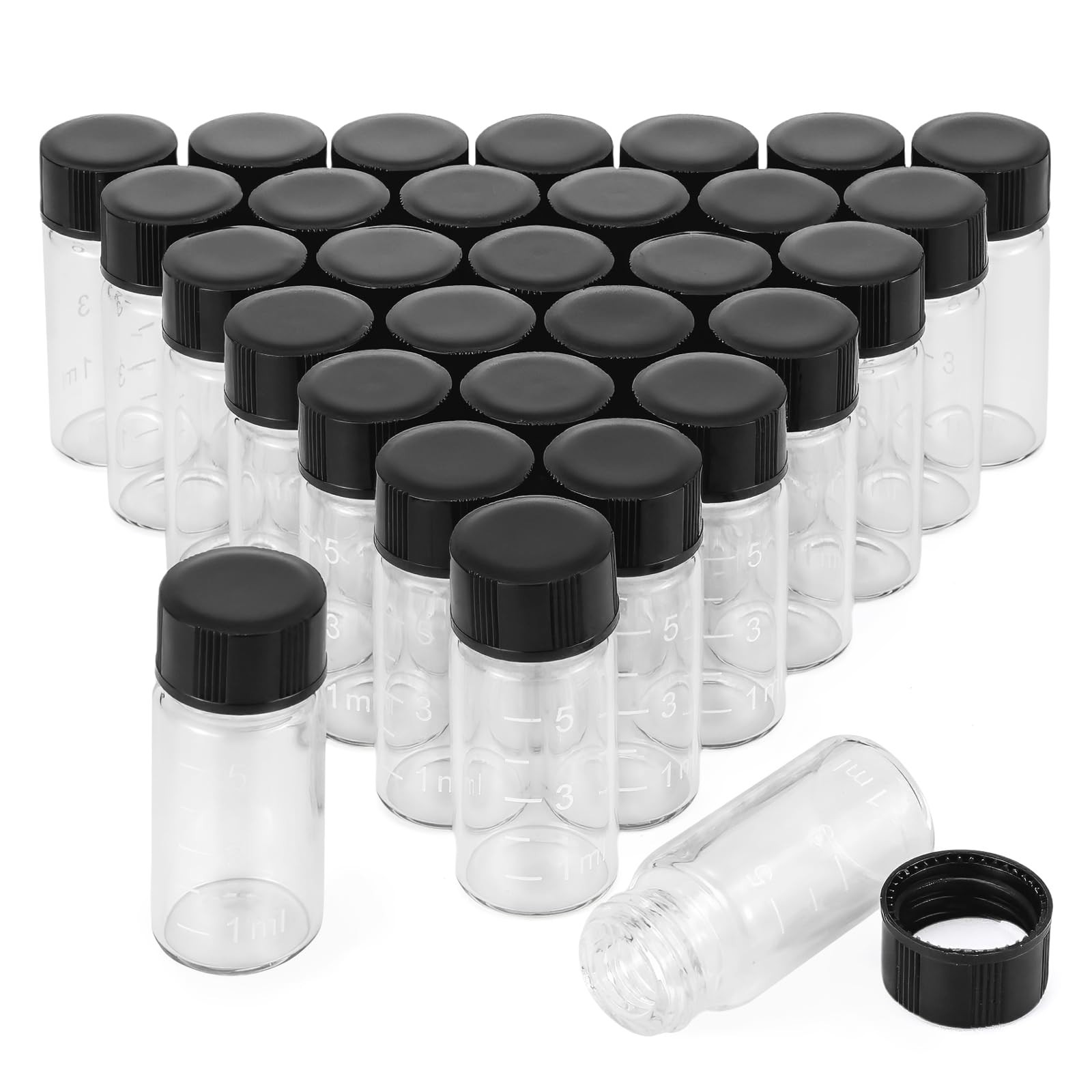 Kesell 10pcs Borosilicate Glass Sample Vial with Black Screw Cap, 5ml Clear B...