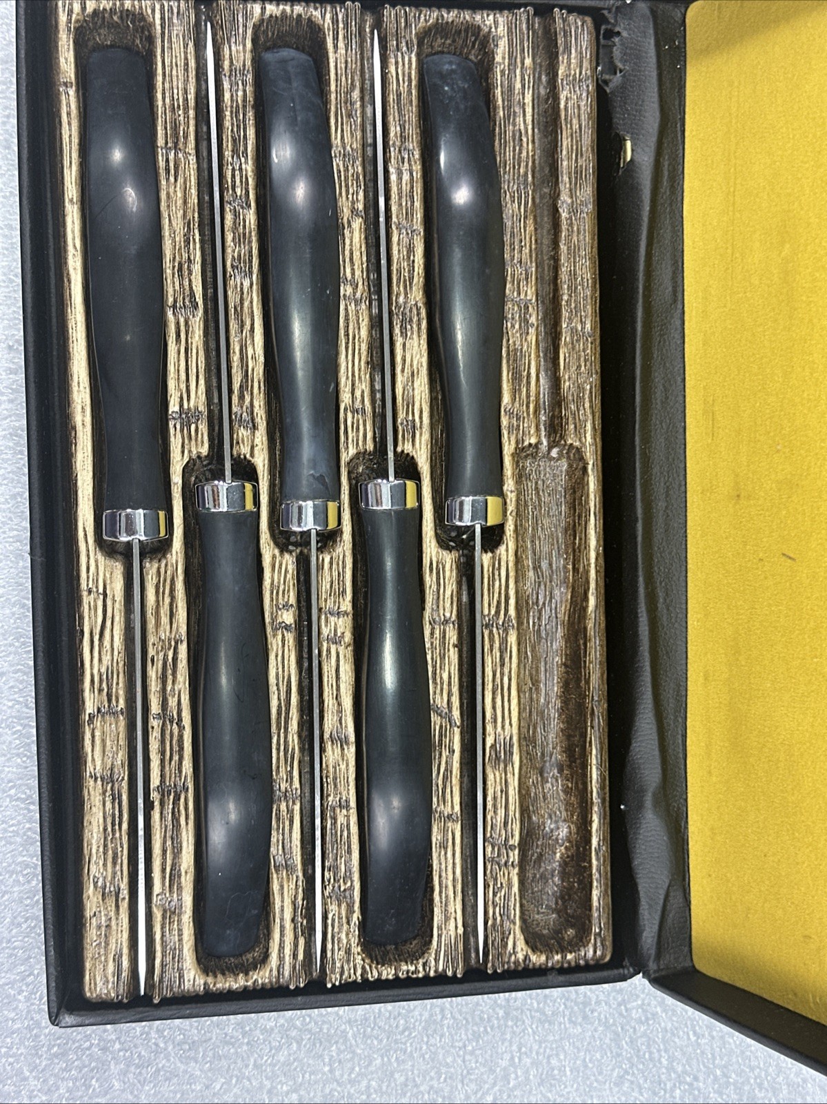 Vtg Mid Century Set (5) WEST BEND Stainless Steel Steak Knives Original Box USA
