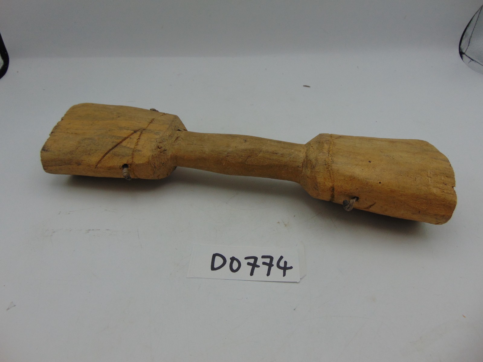 Vintage Primitive Wood Hand Made Rattle Noise Maker Tribal Kids 11 1/2" Long