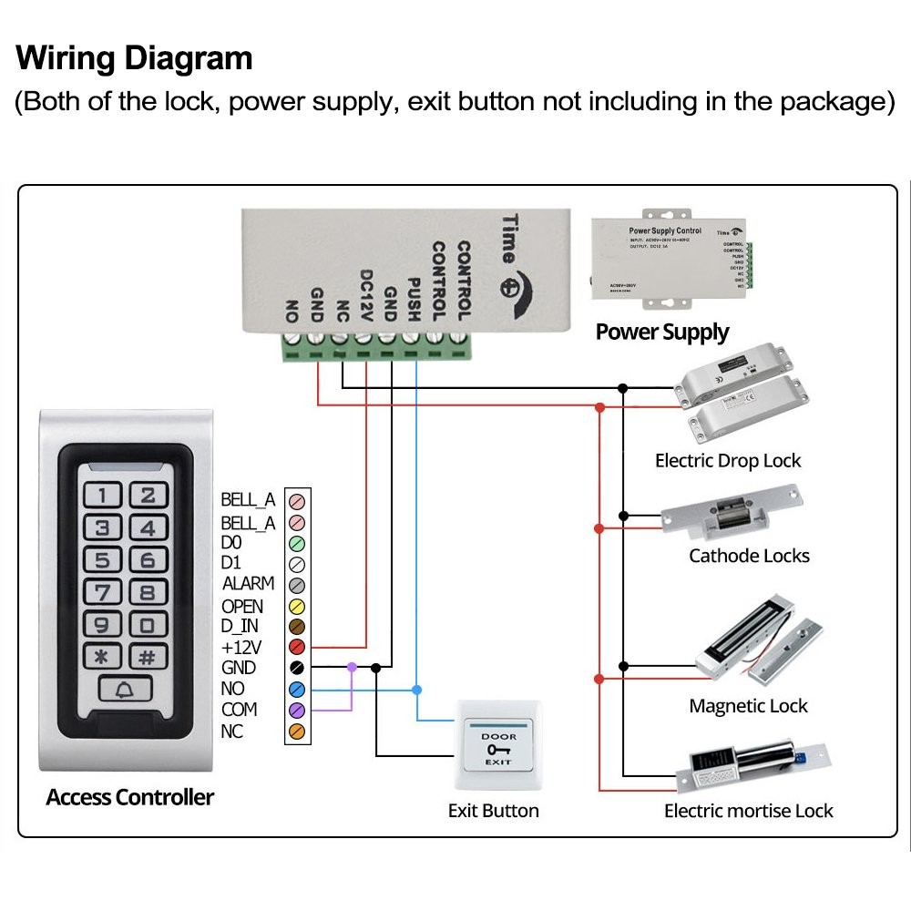 IP68 Waterproof RFID Access Control Keypad, Metal, WG26, 2000 Users, 10 Keyfobs