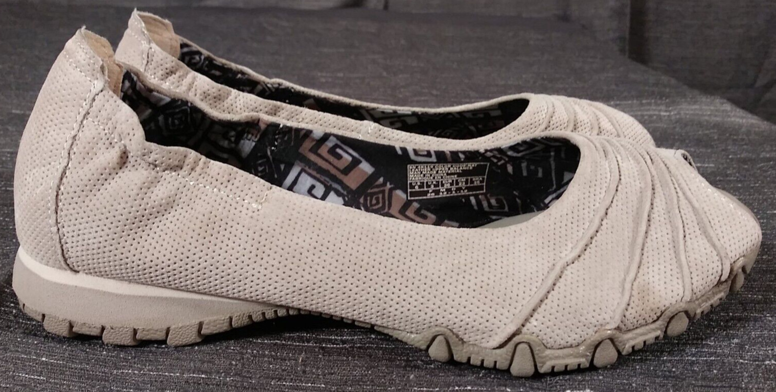Skechers Shoes Womens 6 Open Toe Khaki Nat Slip On Comfort Casual Ribbed