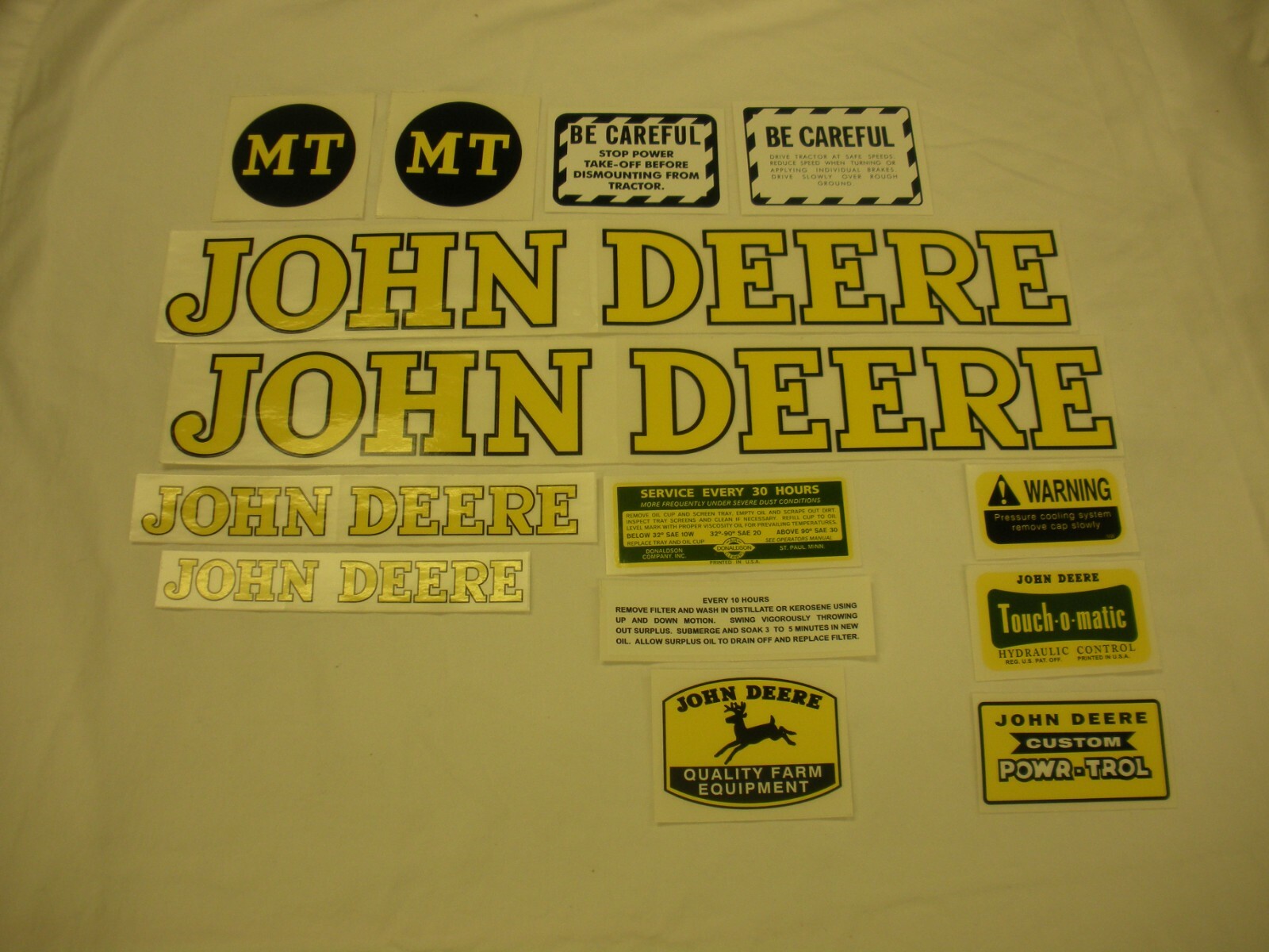 Decal Set  fits John Deere Model MT 1947 - 1952 Tractor - NEW FREE SHIPPING