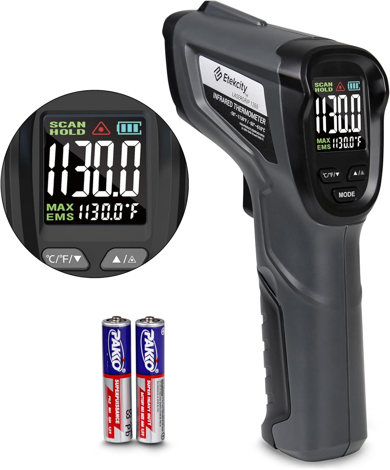 Temperature Gun Infrared Thermometer -58°F 1130°F, Digital Laser Heat Gun with A