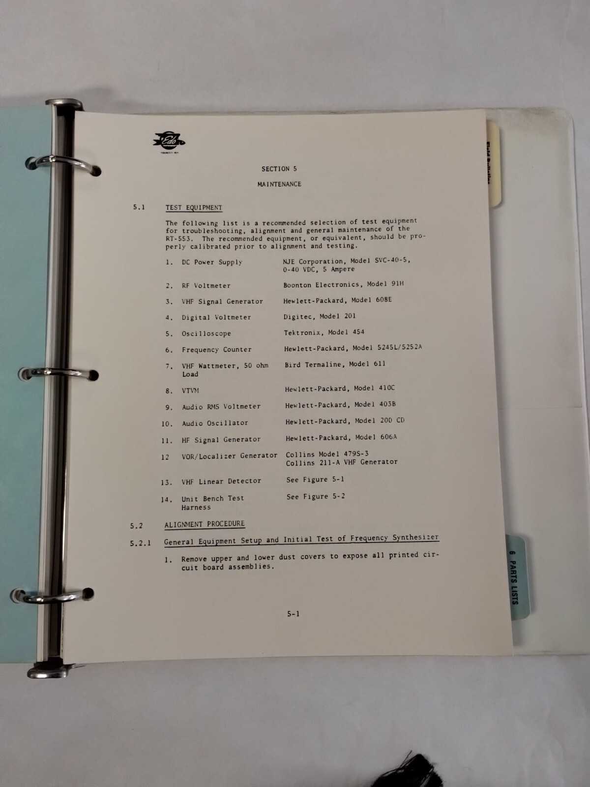 Edo-Aire RT-553, RT-553A NAV/COM System Technical Manual-Original