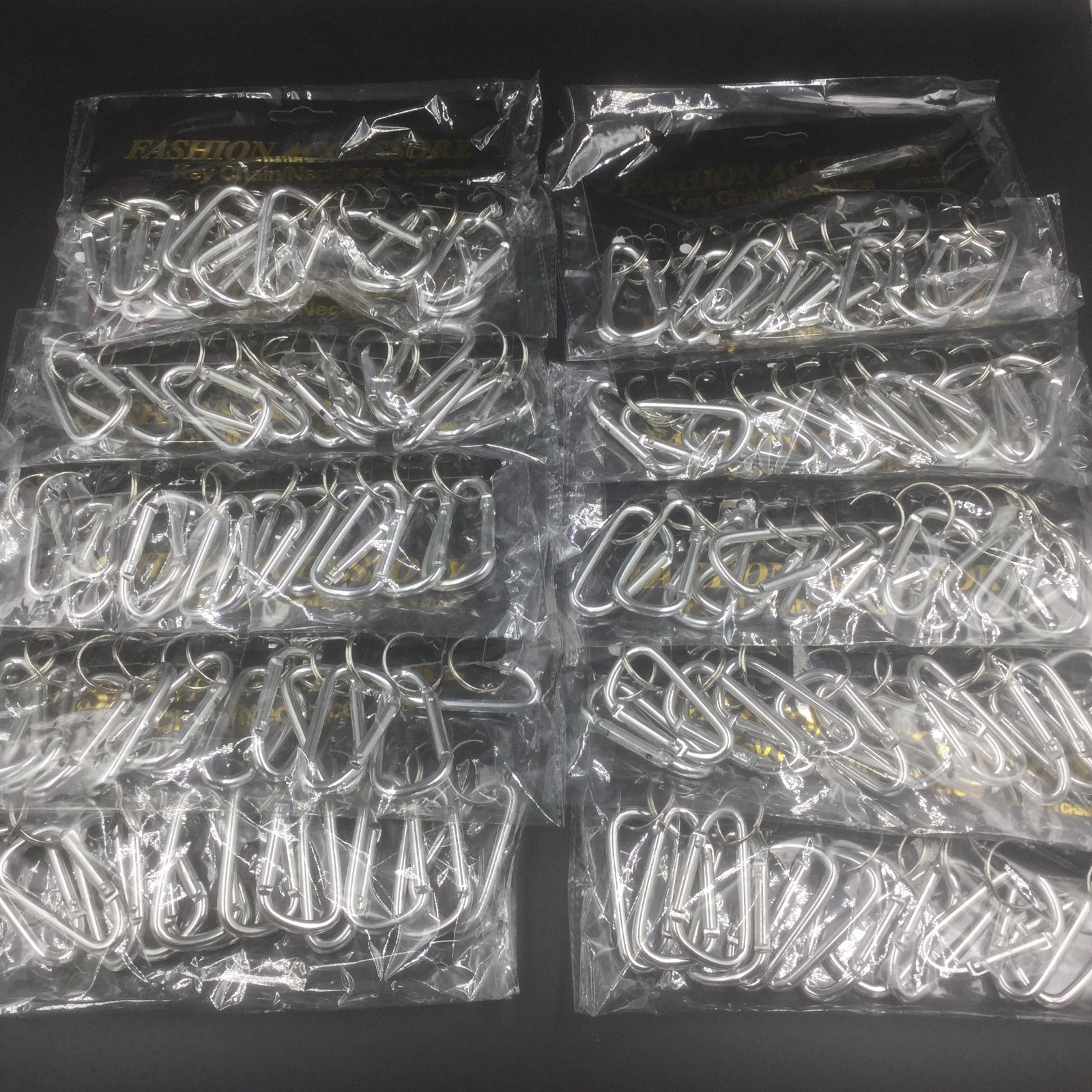 Lot of 120 Carabiner Spring Belt Clip Key Aluminum Silver Wholesale 2 1/8"