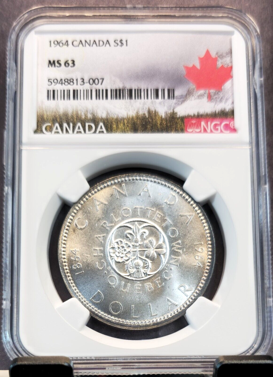 1964 CANADA SILVER 1 DOLLAR S$1 CENTENNIAL NGC MS 63 NICE MINT STATE STRIKE