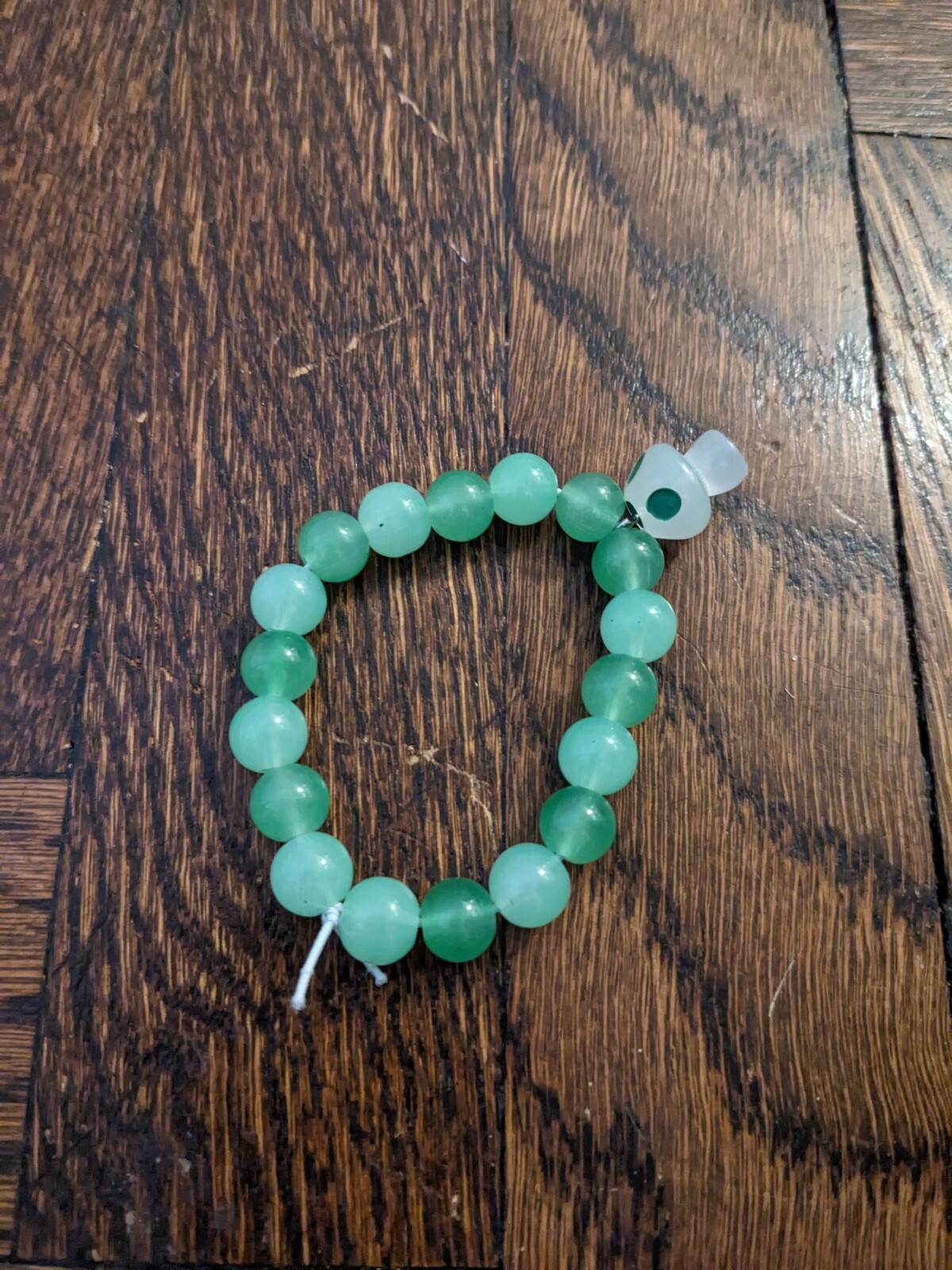 Handmade Green Mushroom Glass Bead Bracelet