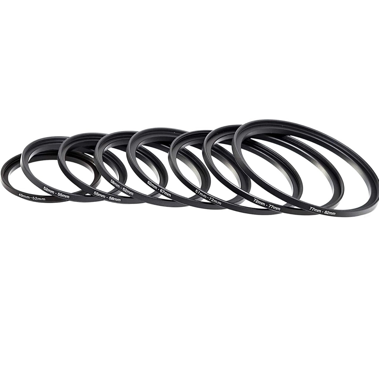 8PC Metal Step Up Ring Set Fits Pentax Nikon Canon Sony Camera Lens 49-82mm