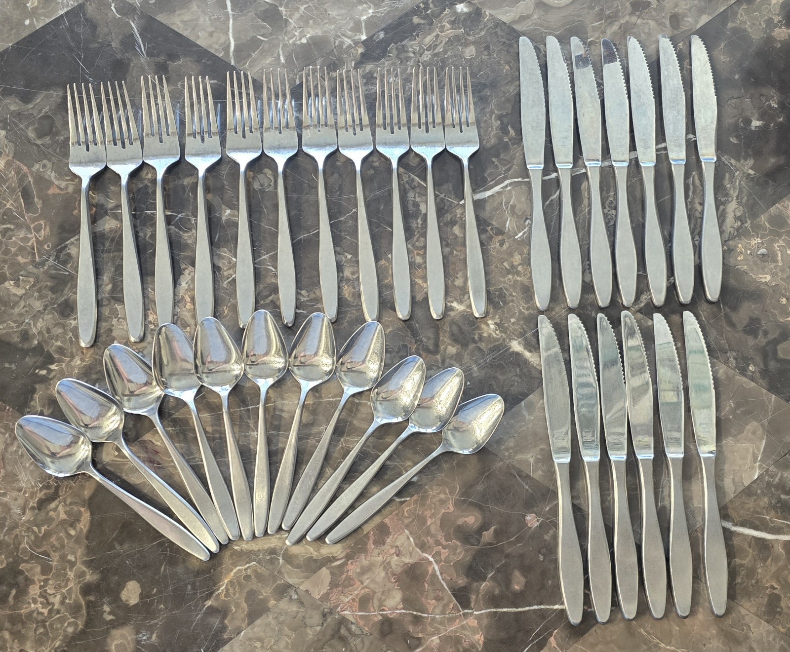 41 Pc Easterling RHINELAND Stainless Flatware Set MCM Japan Embassy Classic