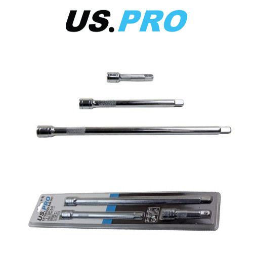 US PRO 3 Piece 3/8'' Drive Socket Extension Bar Set 75mm to 250mm 4143