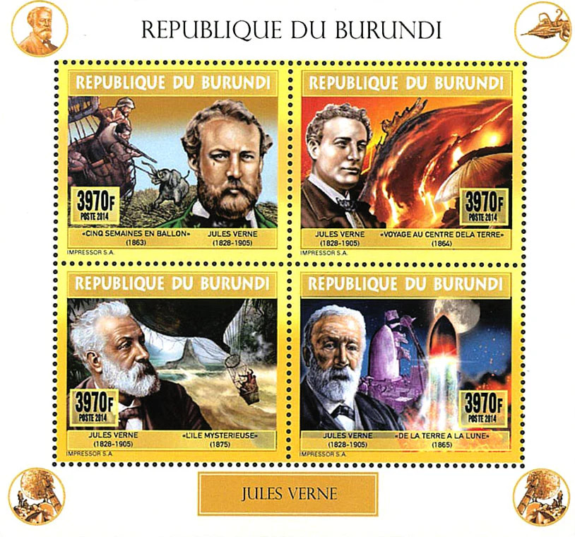 Burundi 2015 Perf Famous Characters Jules Verne Sheetlet N° 3532-3535 BL 529-532