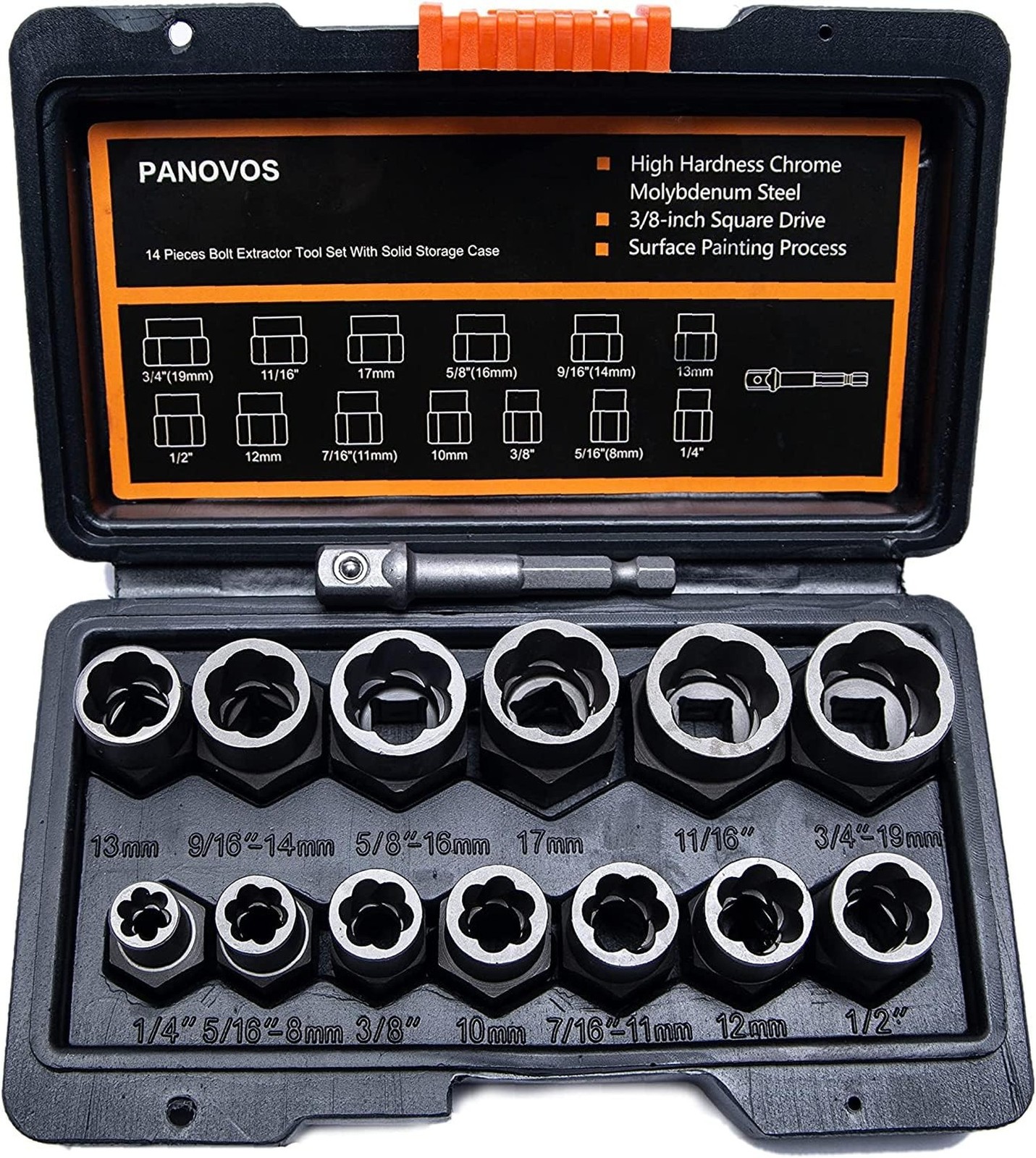 Screw Bolt Nuts Extractor Socket Set, 14 Pieces Impact Bolt & Nut Remover Set...