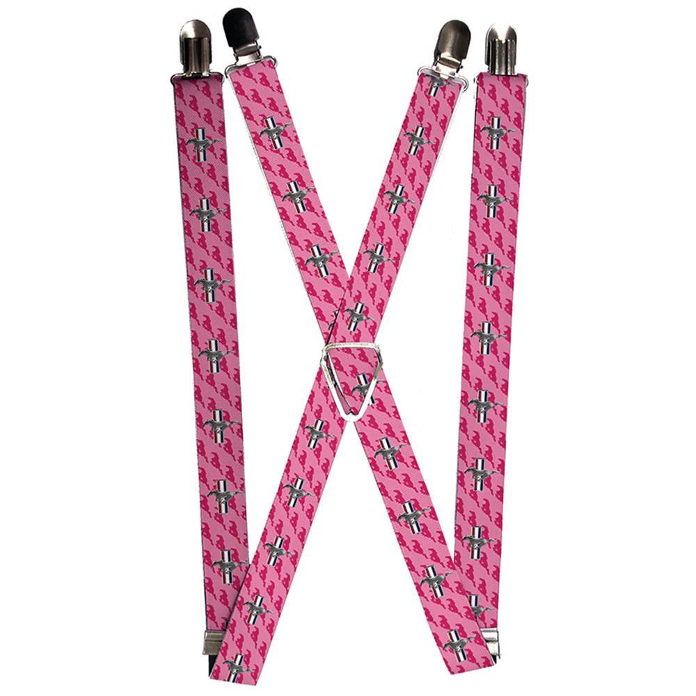Suspenders - Pink Mustang Tri-Bar Logo * New * Ships Worldwide & FREE to the USA