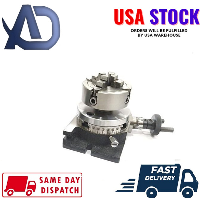 3"/ 80 MM MILLING ROTARY TABLE WITH 70 MM 4 JAW INDEPENDENT CHUCK USA