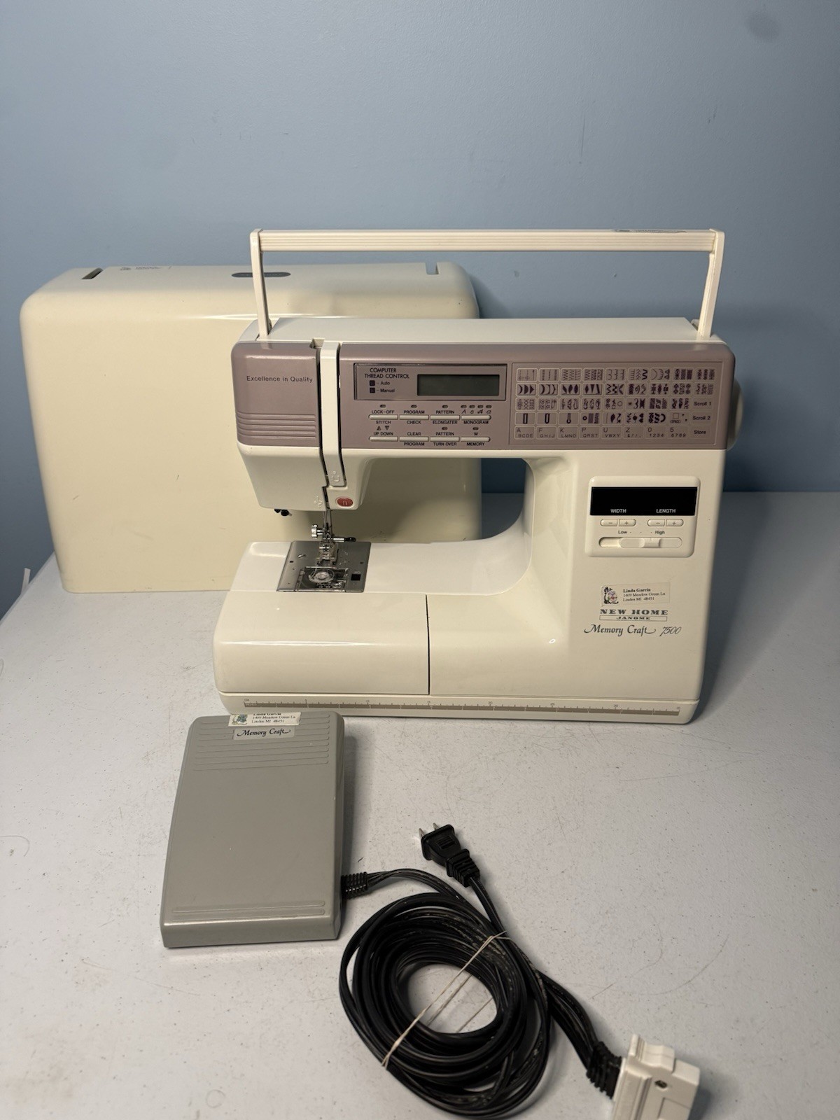 Janome New Home Memory Craft 7500 Sewing Machine Tested Working Nice Condition