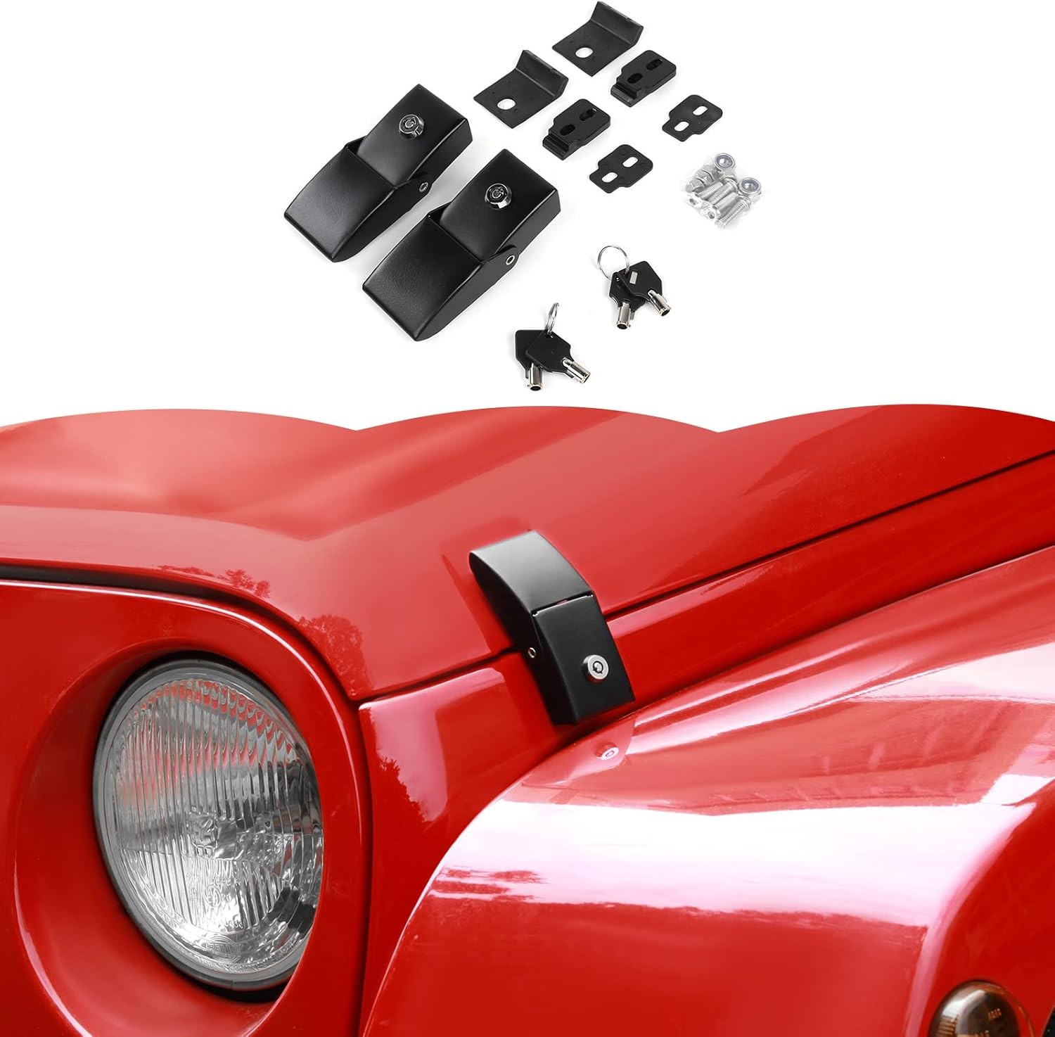 Stainless Steel Hood Latches Lock Catch Kit for Jeep Wrangler JK JKU JL JLU JT