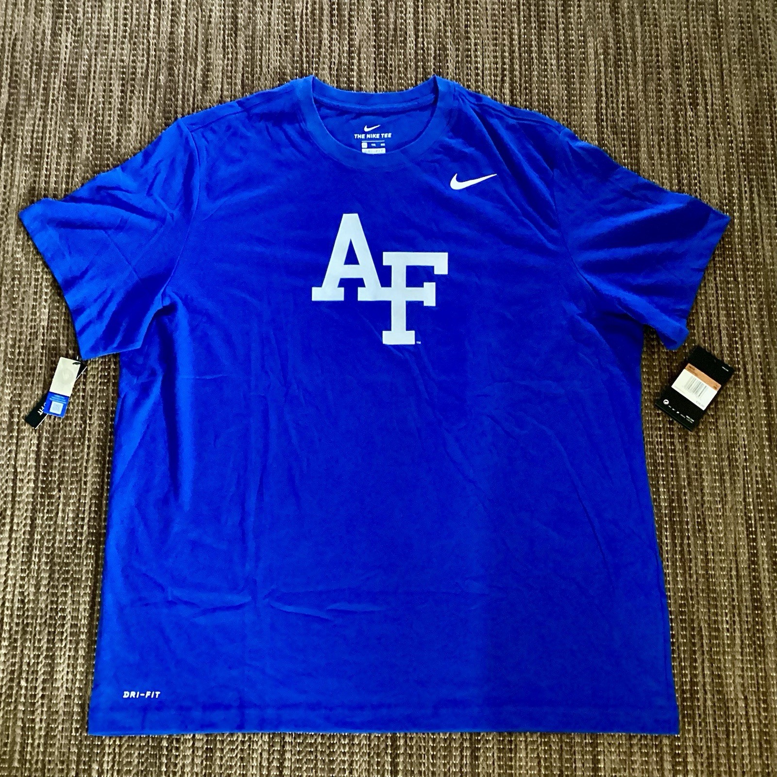 NEW Mens $26 NIKE Dri-Fit AIR FORCE FALCONS Cotton Poly Tee Shirt Blue XXL
