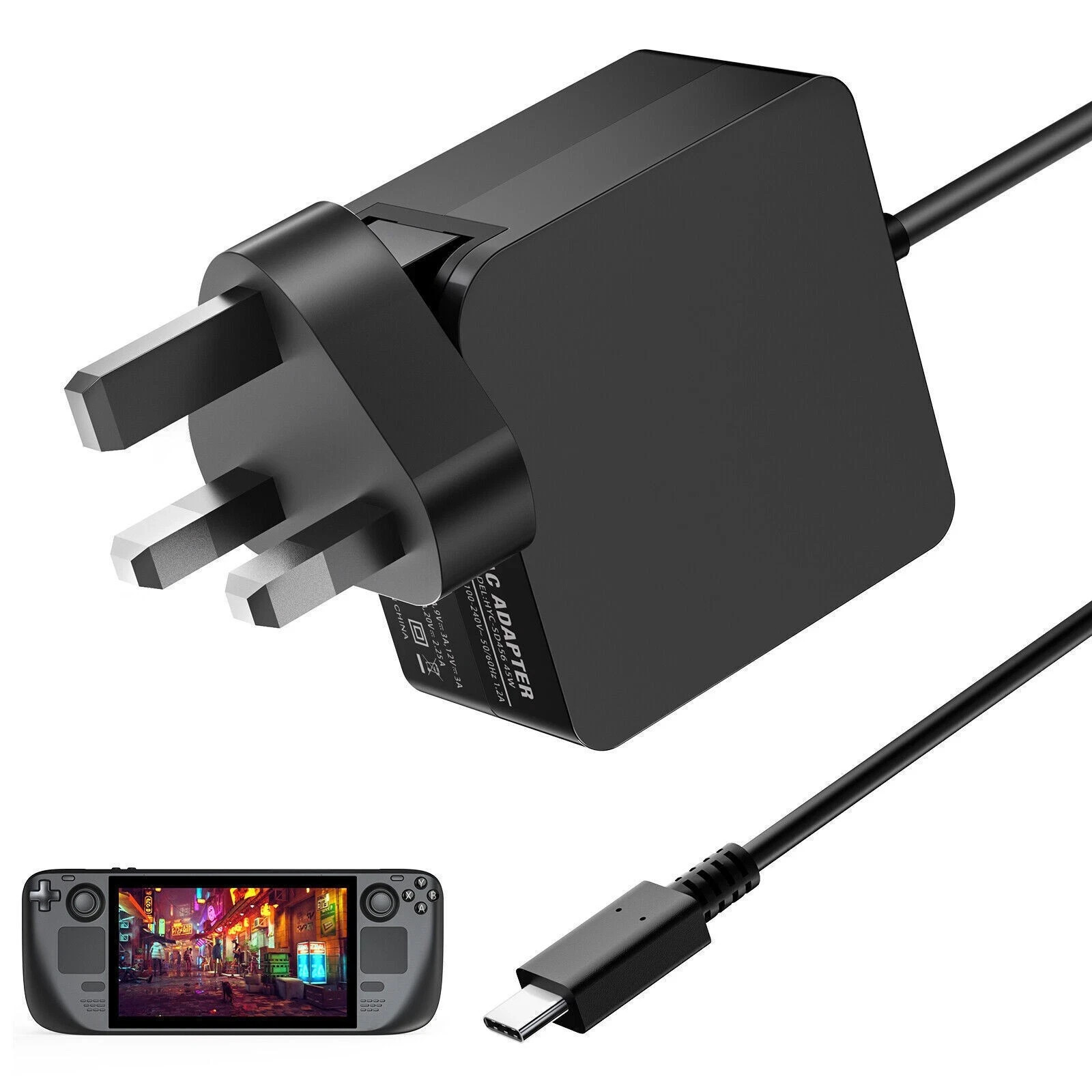 45W AC Adapter For Steam Deck Switch Charger Support PD Type-C Power Fast Charge