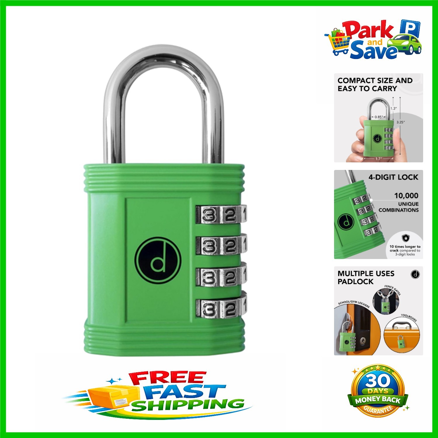 Compact Keyless 4-Digit Combination Lock - Weatherproof for Gym and Outdoor Use