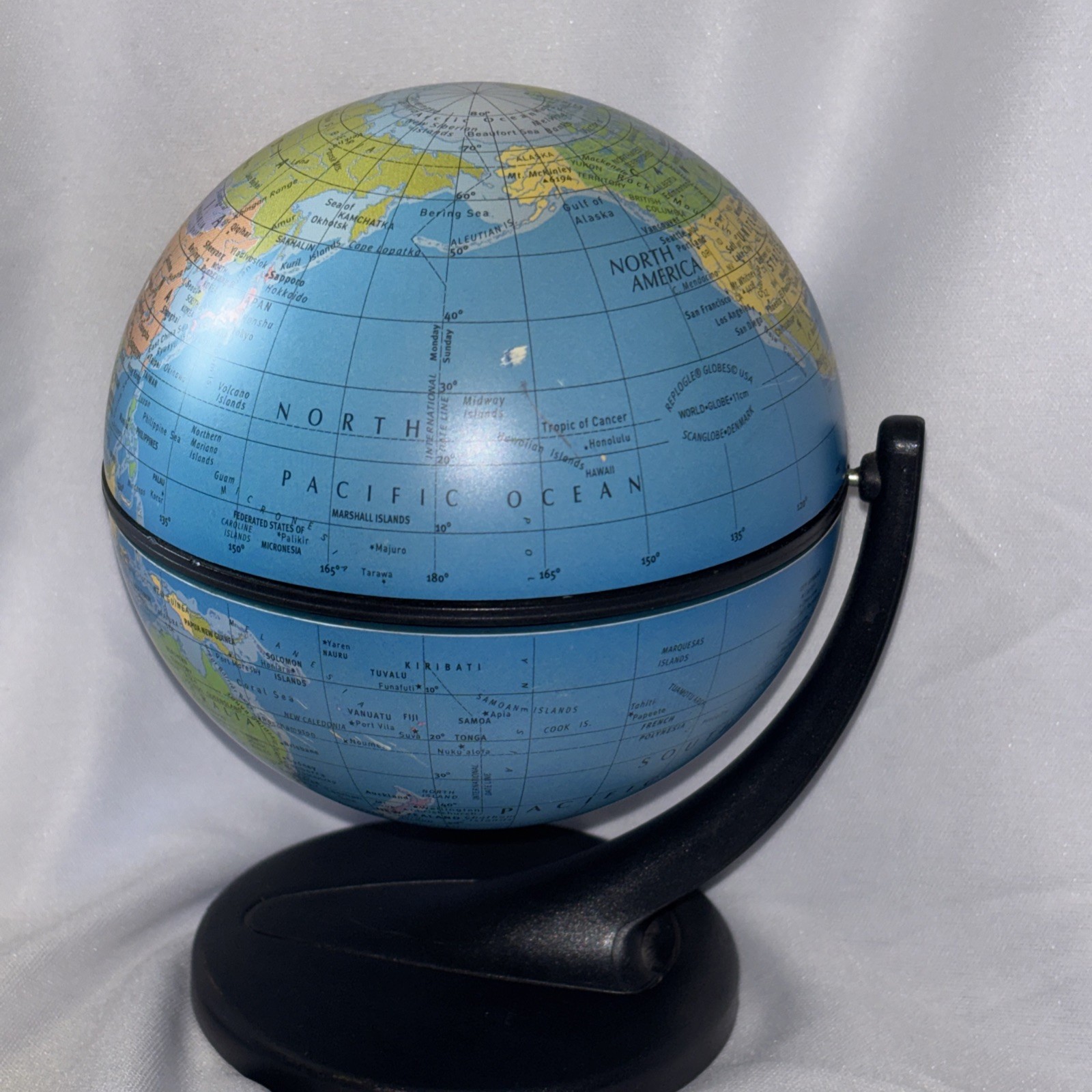Desktop Rotating Replogle World Globe 6” x 4" Dual Direction Spin