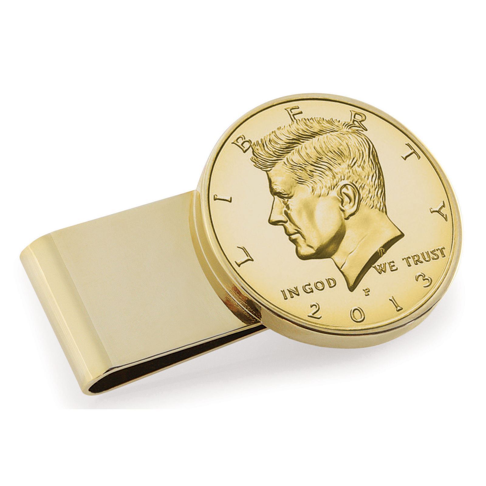 NEW Gold-Layered JFK Half Dollar Stainless Steel Goldtone Coin Money Clip 13188