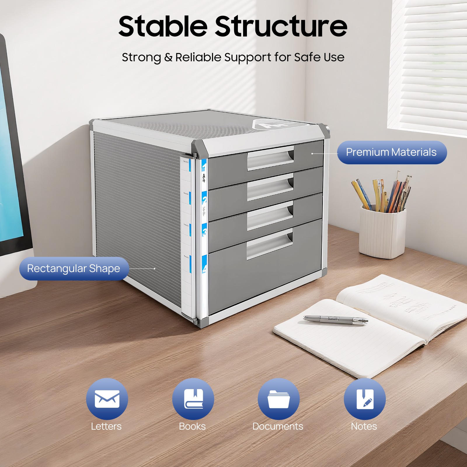 4-Drawer Vertical File Cabinet Storage Mobile Office Metal Lockable Key