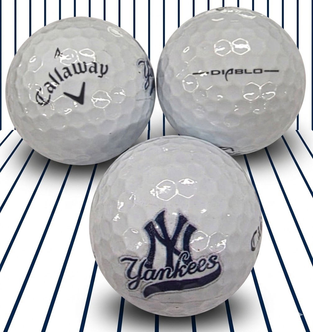 (3) New York Yankees AAAAA Callaway Diablo Golf Balls With Golf Tube