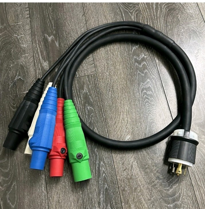 Hubbell L21-30 Male To 5 Camlock 2 Male 3 Female Breakout Cable Adapter 600V New
