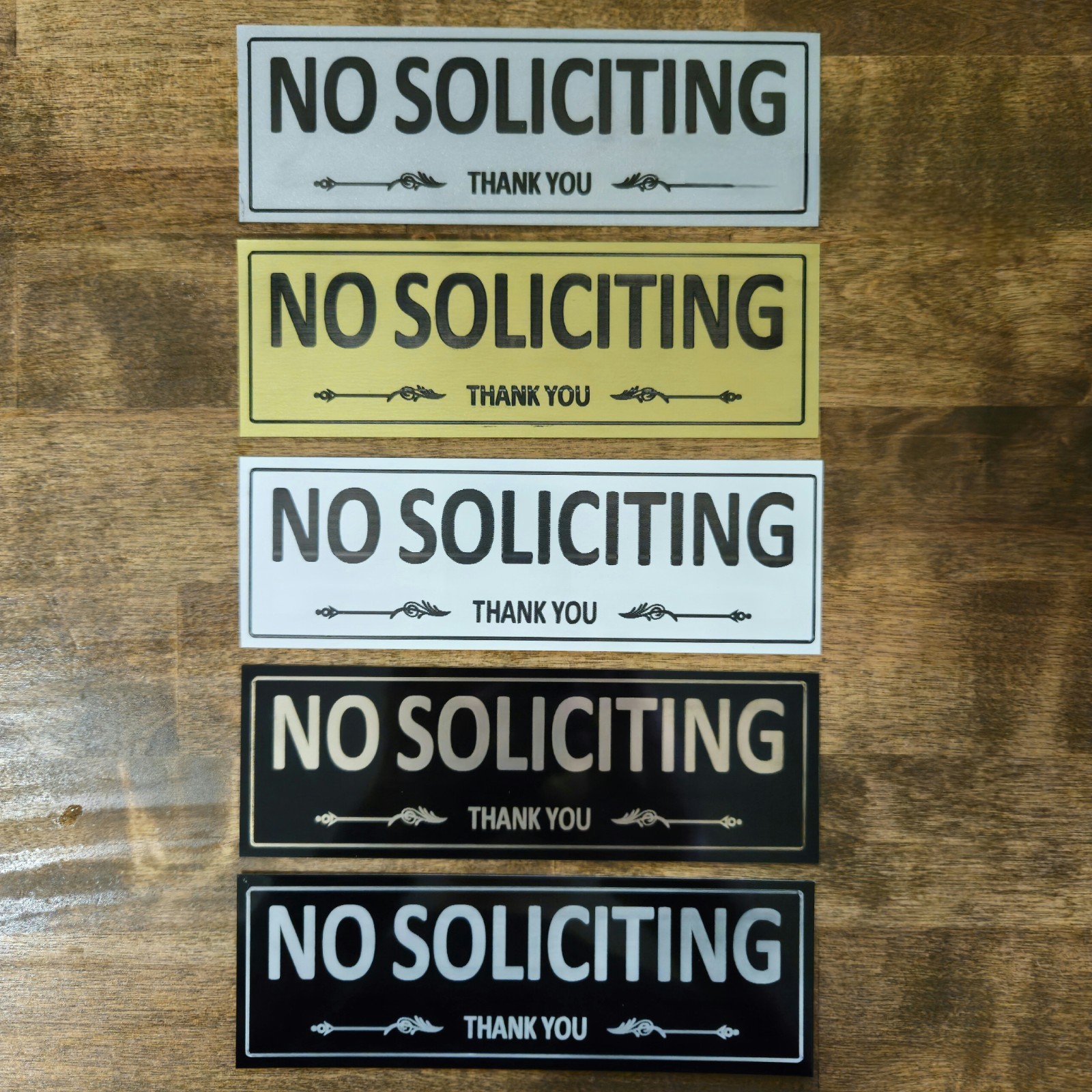 2x6 No Soliciting Aluminum Sign Adhesive Home Business Garden Security