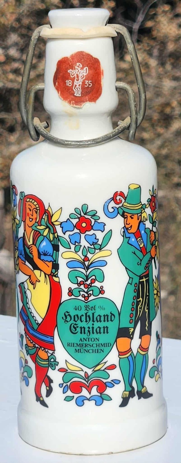 Vtg Dochland Enzian Anton Riemerschmid German Empty Beer Bottle Porcelain 8'