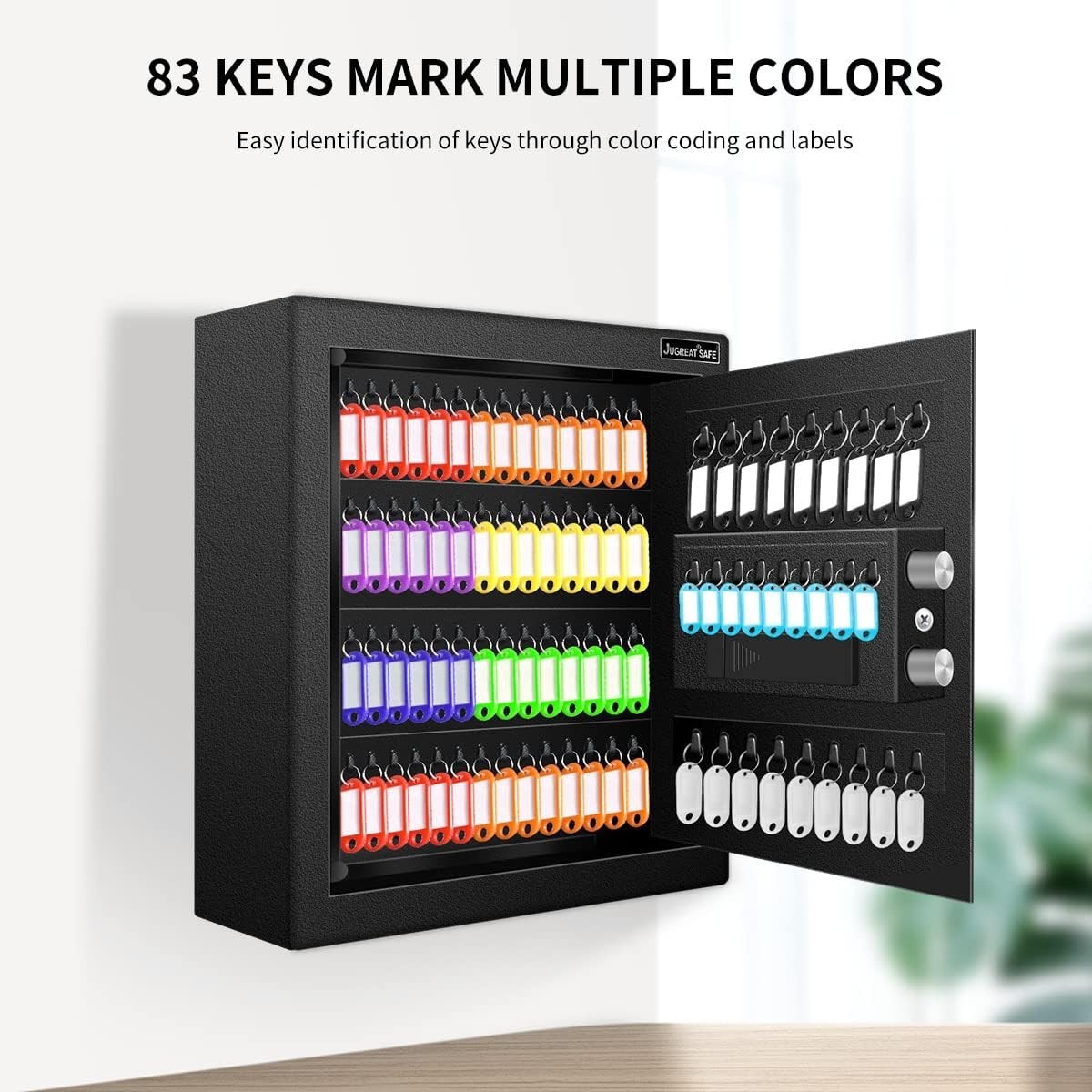 Compact 80 Key Electronic Safe with Sensor Light - Wall-Mounted Security Storage