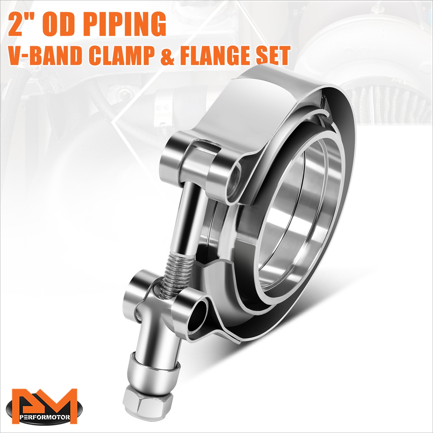 2" OD Piping Stainless Steel V-Band Clamp & Male/Female Band Flange Set 1Pcs