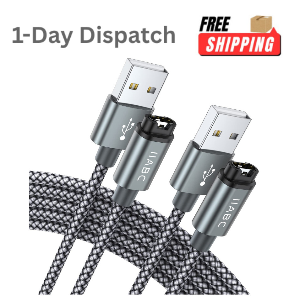 IIABC Charger Cable Compatible Garmin Watch 2 Pack 3.3FT USB Braided