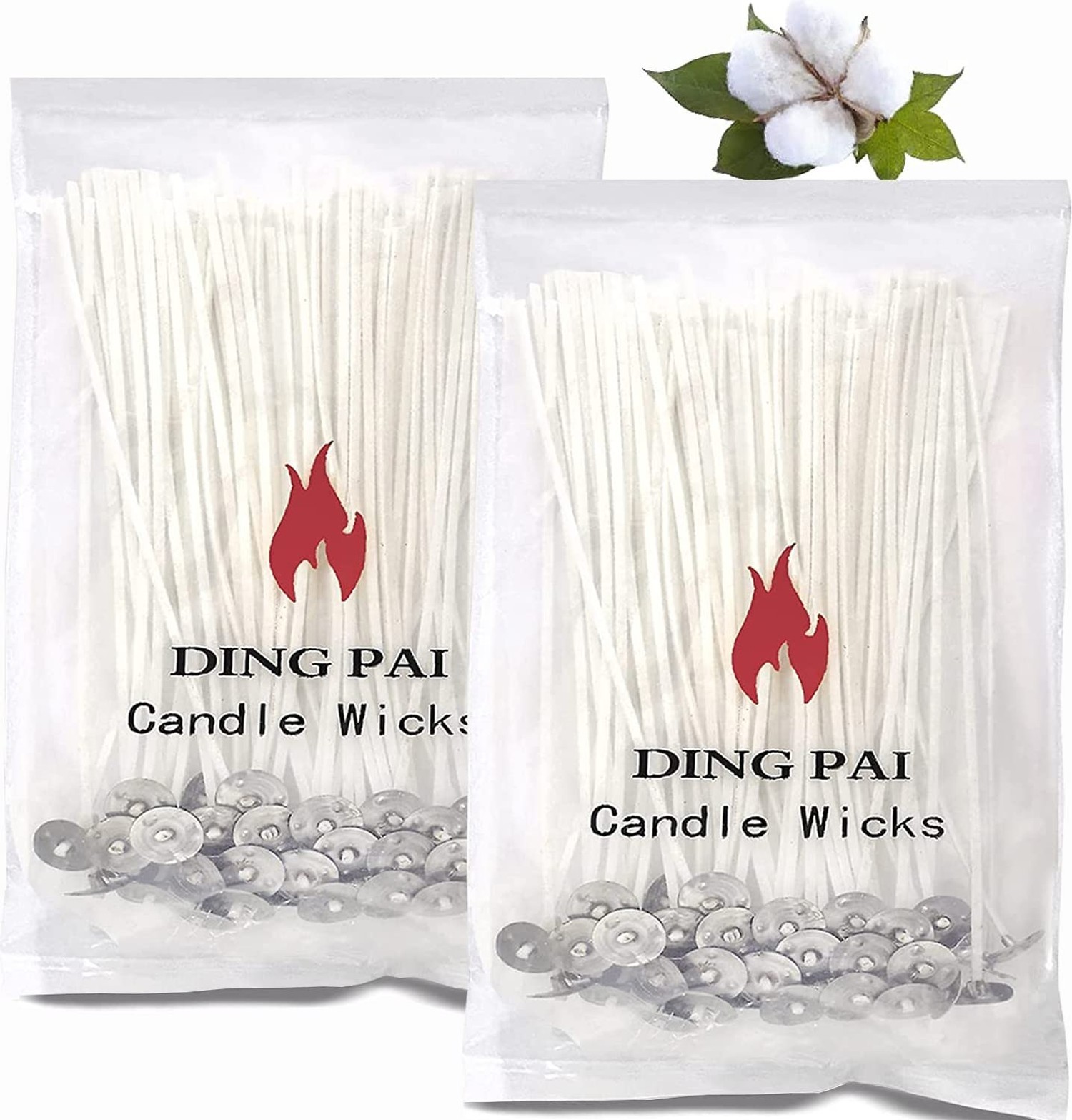 100pcs Cotton Candle Wicks, 6 inches Low Smoke Pre-Waxed Wicks for Candle Mak...
