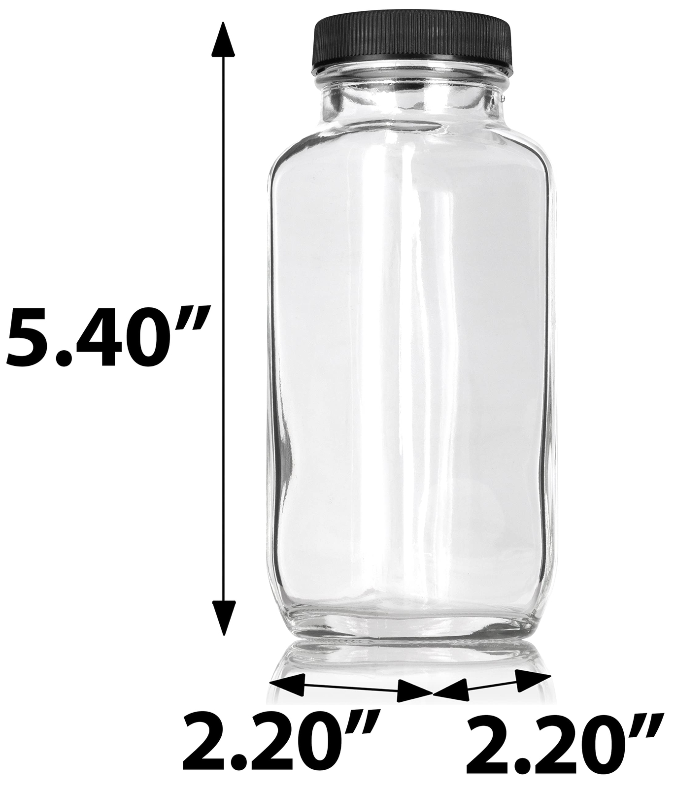 8 oz Clear Thick Plated Glass French Square Bottle Jar with Lid 2 Pack Perfec...