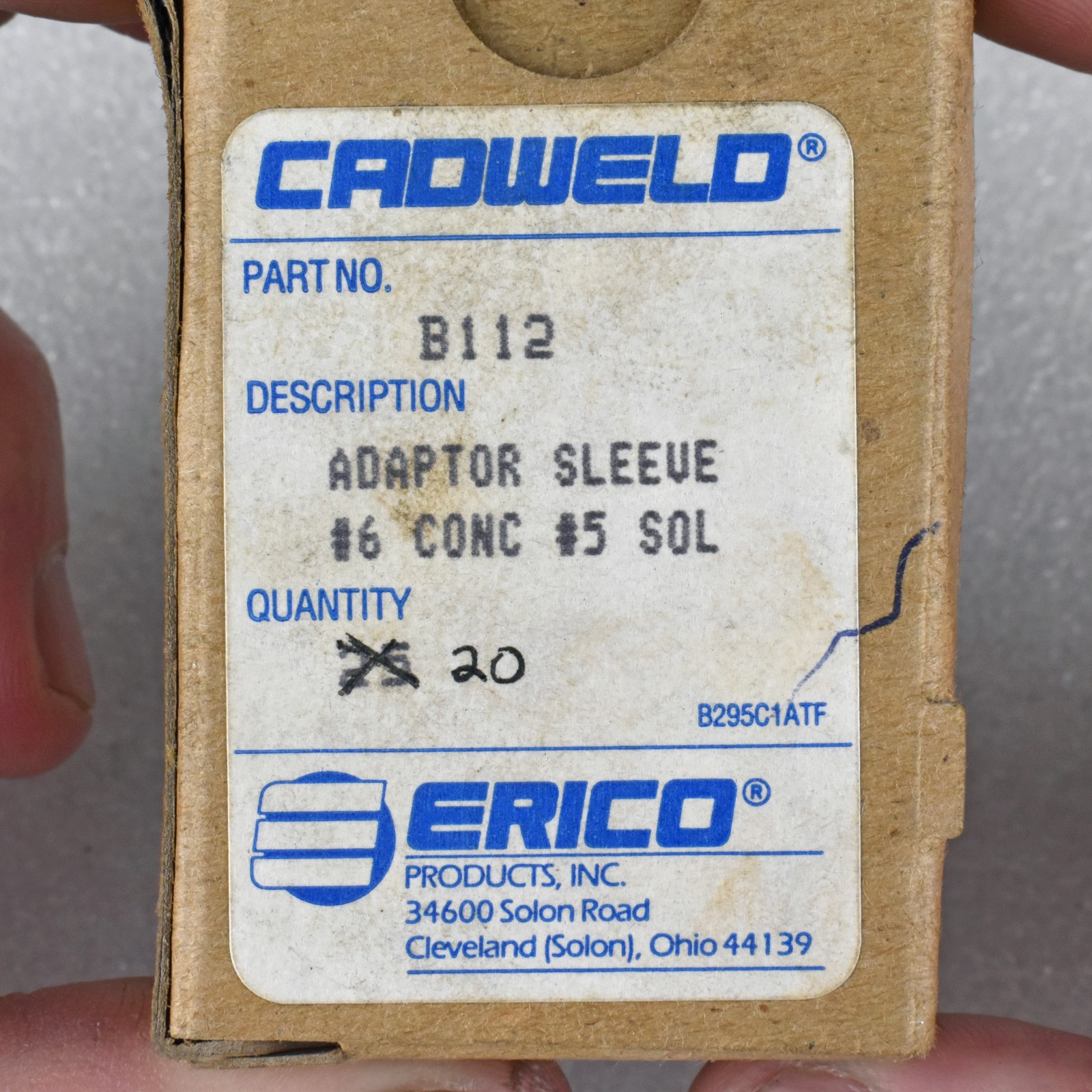20 QTY Cadweld B112 Conductor Adapter Sleeves for #6 Concentric, #5 Solid Cable