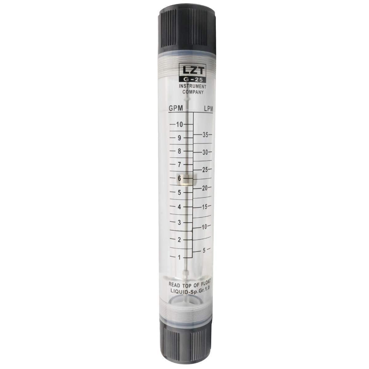 535 LPM Inline Clear Acrylic Water Flowmeter 1 PT Dia Threads