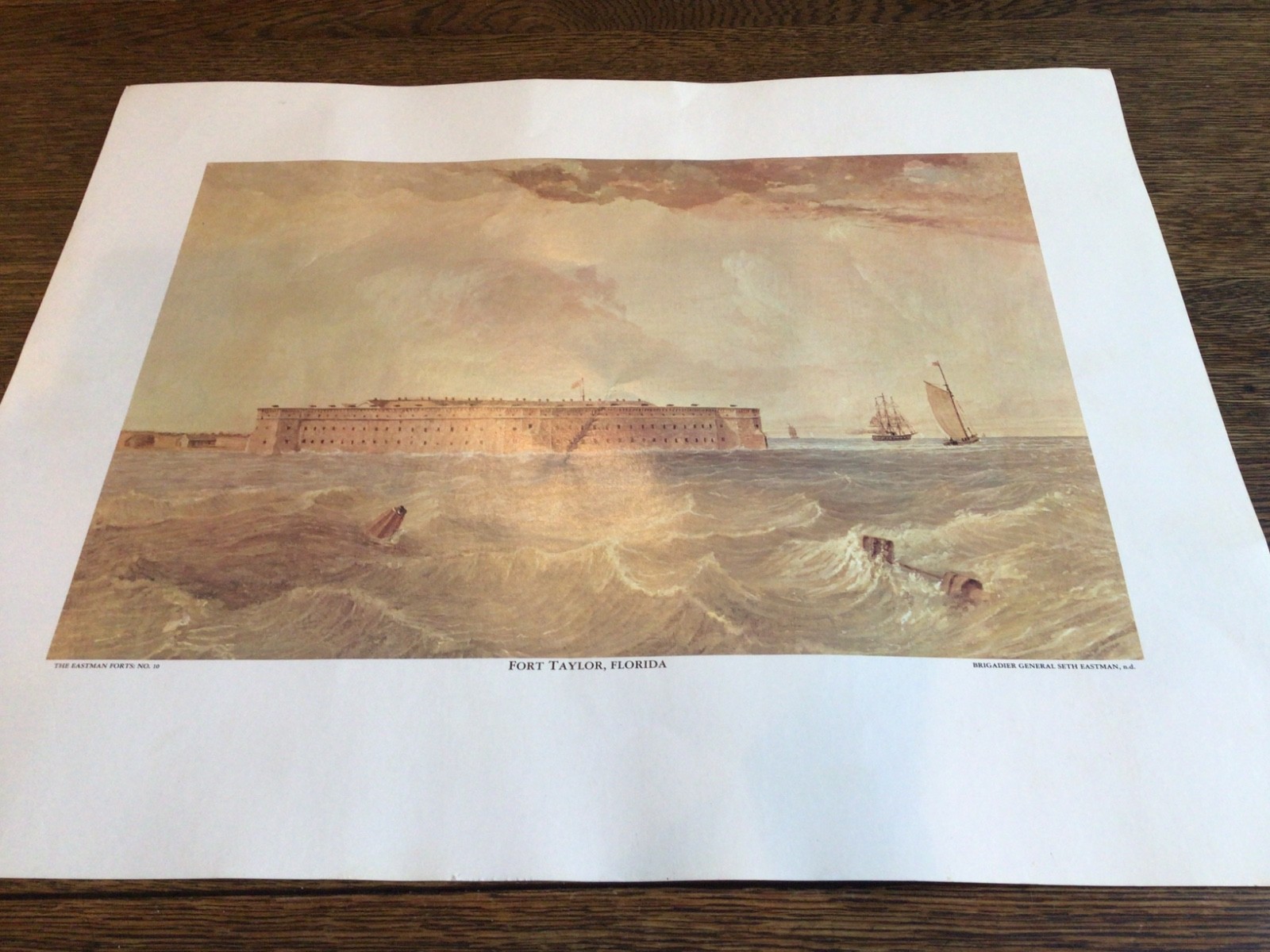 Vtg FORT TAYLOR,FL, Print by General  Eastman 20x16”, the Eastman Forts No 10