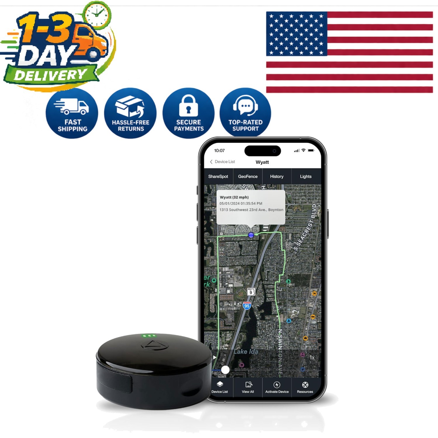 Real-Time Global Tracking GPS Device with Alert Notifications & Waterproof Case