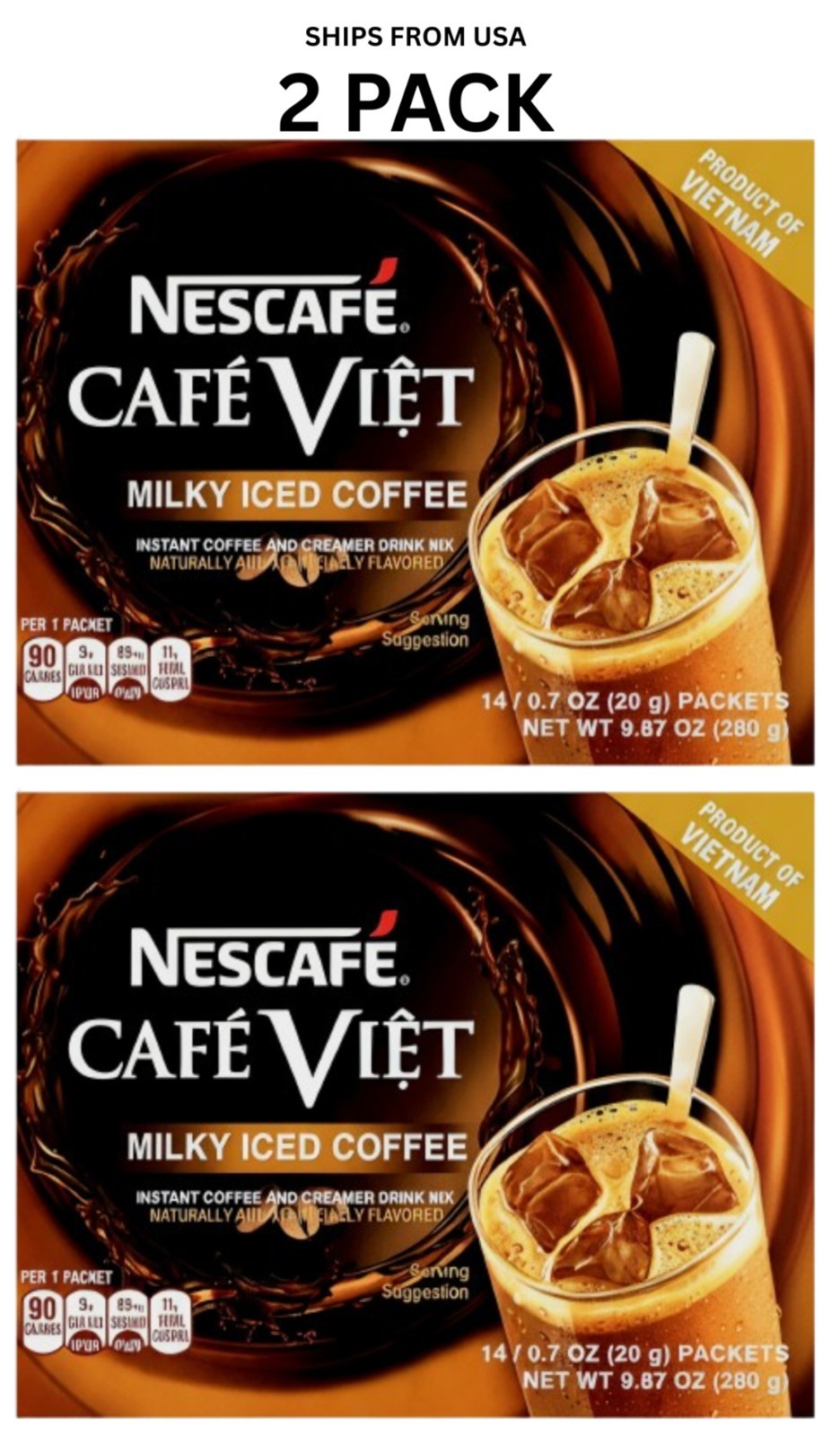 NESCAFÉ Café Việt Milky Iced 3-in-1 Vietnamese Instant Coffee 28 Ct 19.7oz 560g