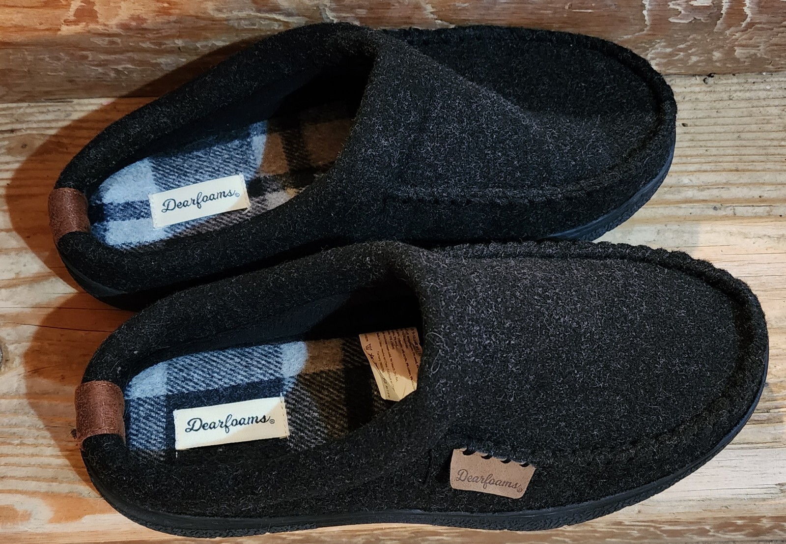 Dearfoams Mens Slippers Sz Med (9-10) Indoor/Outdoor House Shoes Black NWOT