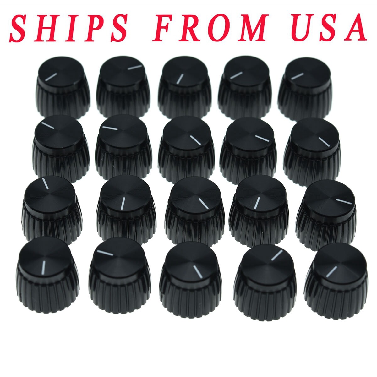 20pcs Guitar Amplifier-Knob-Black-w-Black-Cap-Push-on-fit-Marshall-Amplifier