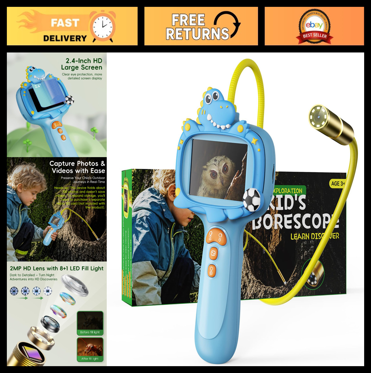STEM Borescope Camera with Light - Educational Toy for Kids 4-10, Outdoor Explor