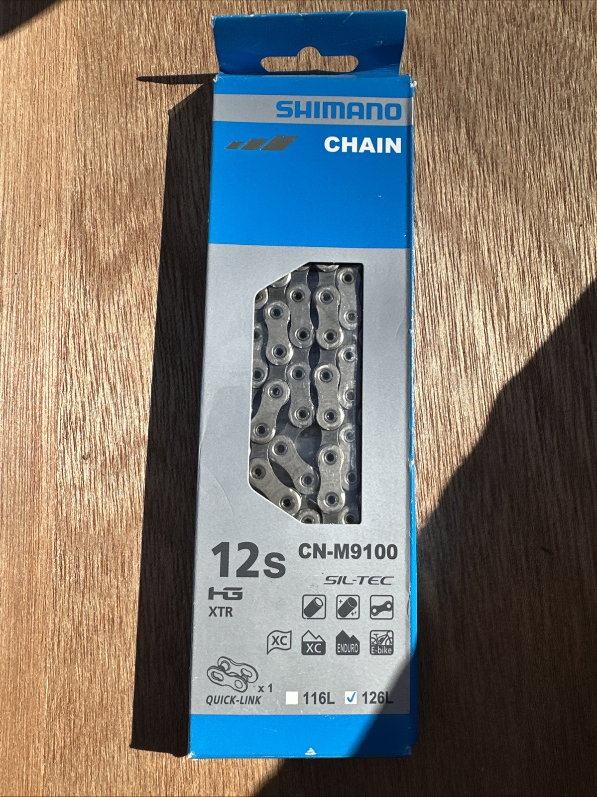 Shimano XTR CN-M9100 Chain - 12-Speed, 126 Links, Silver w/Quick-Link NEW
