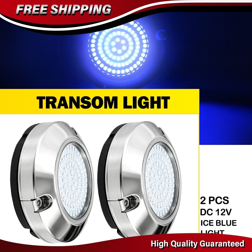 2PCS 90 LED Round Underwater Boat Lights Ice Blue For Boat Yacht Pontoon Transom