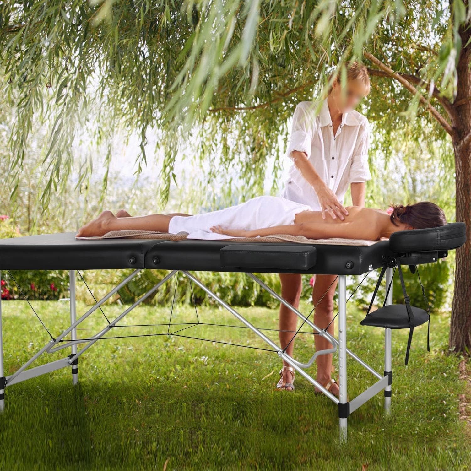 Portable Massage Table Foldable Adjustable Salon Lash Bed Black 28 in wide
