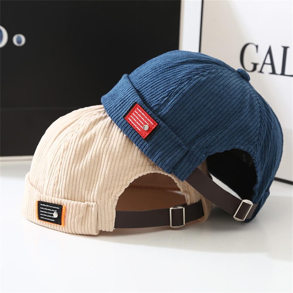 Corduroy Brimless Cap Men Women Docker Hat Adjustable Retro Beanie Hip Hop Dome